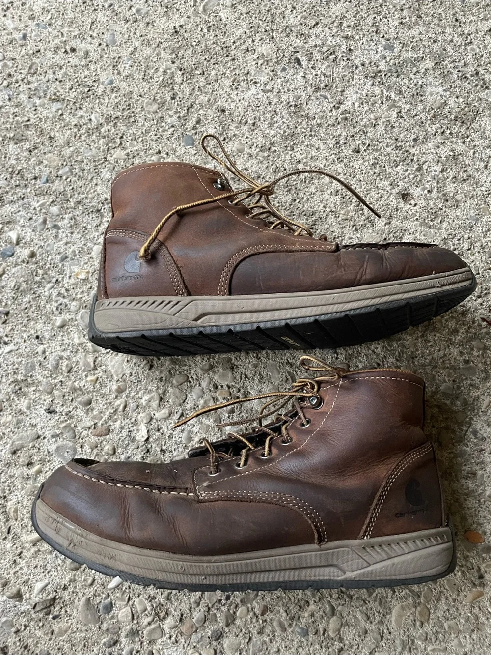 CARHARTT Men's Size 11.5 M CMX4023 Lightweight Casual Wedge Brown Work Boots